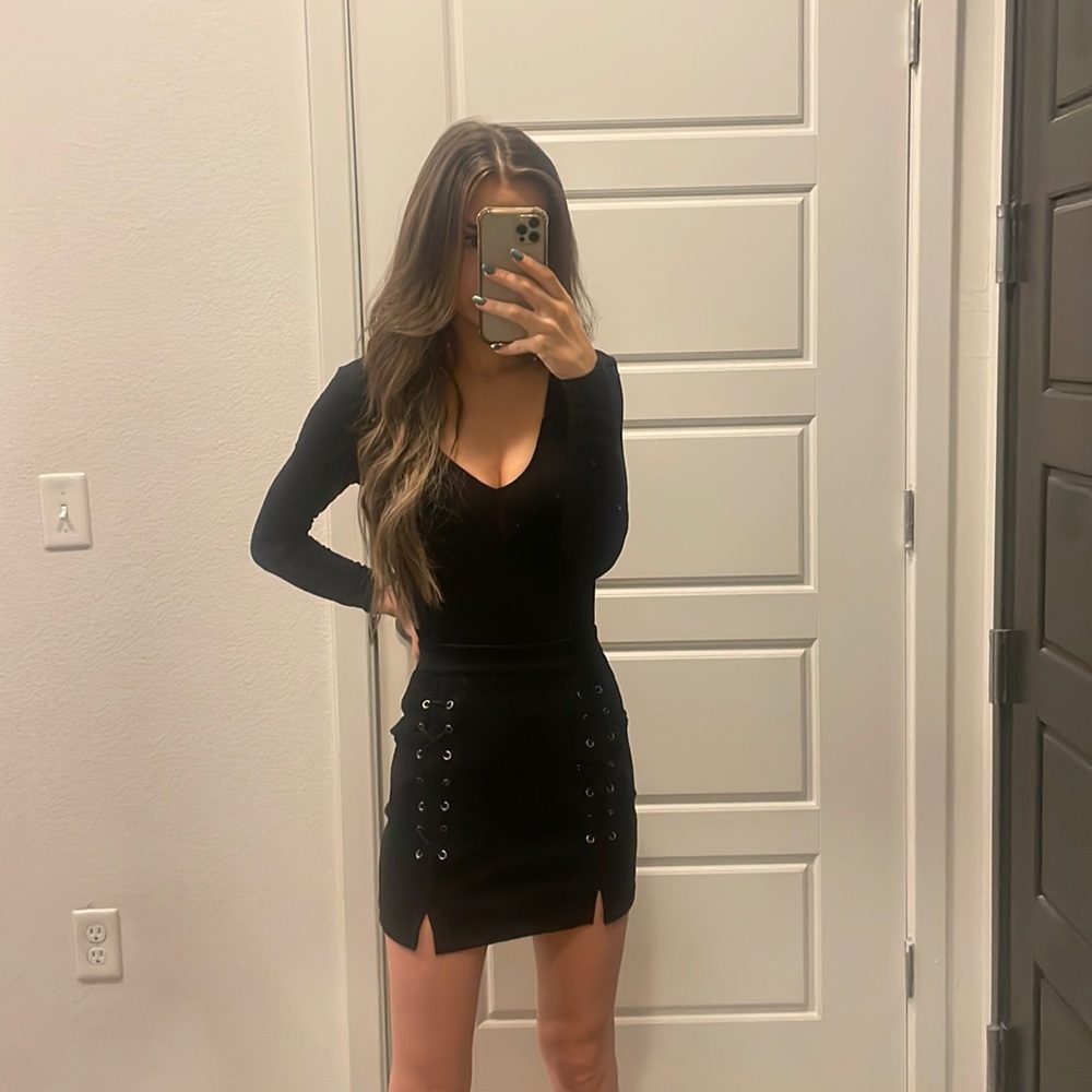 Faux Suede Black Skirt